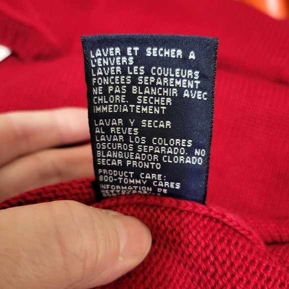 NWT Tommy Hilfiger Sweater Red Men's XL Crew Neck Pullover Chest Flag Logo - Picture 5 of 10